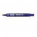 A pack of 12 blue Pentel N50 permanent markers, with a bullet tip measuring 2.2mm. The sleek design of the markers is complemented by the vibrant blue color, making them perfect for any project. The durable barrel ensures long-lasting use, while the fine tip allows for precise and accurate markings.