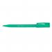 The picture shows a pack of Pentel Co Rollerball Pens, each with a 0.8mm tip and 0.4mm line thickness. The pens are a vibrant green color and come in a pack of 12. The design is sleek and modern, with a comfortable grip for writing. The rollerball feature allows for smooth and precise writing.
