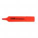 This photo features 10 ValueX highlighters with a flat barrel design and a chisel tip that creates 1-5mm lines. The highlighters are all in the color orange and are neatly arranged in a pack. The packaging also shows the brand name and product model number.