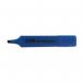 The photograph features a pack of 10 ValueX Highlighters in blue, with a flat barrel and chisel tip for precise 1-5mm lines. The vibrant color stands out against the white background.