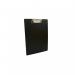 This image features a sleek black PVC cover clipboard by ValueX. It has a standard A4 size and is designed for functional use. The ValueX logo is visible in the center, adding a professional touch.