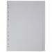 The picture shows a set of Hamelin dividers and indexes, specifically the Elba Divider in A4 size. The divider is made of white card and has 20 parts. Its clean and sleek design is perfect for organizing and separating documents or files. The dividers are labeled with clear and bold numbers for easy identification. The sturdy material and precise cuts make these dividers durable and long-lasting. The overall appearance exudes professionalism and practicality, making it an essential tool for any office or workspace.