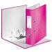 The image shows a pack of 10 ACCO Brands Lever Arch Files in a vibrant pink color. Each file features the Leitz Wow design and is constructed with laminated paper on board material. The files are A4 size and have a spine width of 80mm.