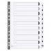 This image shows a set of Exacompta numbered dividers with white mylar tabs. The A4 dividers are made of 160gsm white card and are numbered 1-10. The tabs are also white and the product is labeled MWD1-10Z.