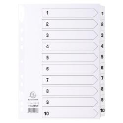 Cheap Stationery Supply of Exacompta Index 1-10 A4 160gsm Card White with White Mylar Tabs 20567EX Office Statationery