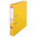 In the image, there are ten mini lever arch files with yellow polypropylene covers. Each file has a 50mm spine width, and they are all in the A4 size. The files are manufactured by ACCO Brands under the Esselte brand. The files have a lever arch design, which allows for easy opening and closing. They are designed to keep documents organized and secure. The bright yellow color makes them easy to spot and adds a pop of color to any office or workspace.