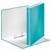 This photograph features a pack of 10 ACCO Brands Ring Binders in a stunning ice blue color. The binders are made of laminated paper on board and have 2 D-rings with a diameter of 25mm. They are designed as A4 size and have a unique WOW design from Leitz.