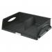 This image features a sleek black Leitz Sorty Letter Tray in a jumbo size, able to accommodate A3 landscape documents. The ACCO Brands tray is designed for efficient organization and adds a professional touch to any workspace.