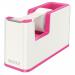 This image features two ACCO Brands Tape Dispensers from the Leitz WOW collection. The dual color dispenser is white and pink and is designed for 19mm tape. The compact size and sleek design make it a practical addition to any desk or workspace.