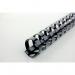 This photo shows a pack of 50 black, 25mm A4 binding combs from ACCO Brands. The combs are from the GBC CombBind line and are designed for professional binding projects. The photo showcases the clean, sleek design of the combs, with a smooth finish and secure binding loops.