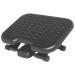 This photograph features the ACCO Brands Footrests & Back Supports Kensington SoleMassage Foot Rest. The device is adjustable and comes in a sleek black color. It is designed with comfort in mind and has a unique texture to massage the feet while providing support.