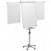 This picture shows a stylish and durable ACCO Brands flipchart easel, featuring the Nobo Classic Nano Clean Mobile Flipchart Easel design. The easel is magnetic and has extension arms for added versatility. The easel measures 700x745mm and has a sleek silver finish. Perfect for presentations and meetings, this flipchart easel is a must-have for any office setting.
