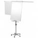 This picture features a sleek and modern ACCO Brands flipchart easel, specifically from the Nobo Classic Nano Clean collection. The easel is mobile and comes with extension arms, making it convenient for transport and set up in any location. The surface is magnetic and measures 700x745mm, providing ample space for writing and displaying materials. The color is a sleek silver, giving it a professional and polished appearance. The number 1901920 and 25722AC are visible on the product label.