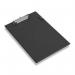 The picture shows a black PVC cover clipboard, specifically the Rapesco Standard Clipboard from Office Products Plc. It is designed for A4 or foolscap sized paper and has the Rapesco logo on the bottom. The clipboard appears sturdy and professional, perfect for office use.