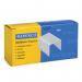 The image shows a pack of 5000 staples made by Rapesco Office Products Plc. The staples are 248mm in length and galvanized for durability.
