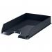 The photograph shows a black Rexel Choices Letter Tray, designed for A4 sized documents, from ACCO Brands. The tray is in portrait orientation and features a sleek, modern design. It is perfect for keeping your desk organized and clutter-free.