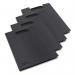 The image shows four black Rapesco Germ Savvy Antibacterial A4 Foldover Clipboards from the Rapesco Office Products Plc. Each clipboard has a sleek design with a strong clip and is perfect for organizing papers in office settings.