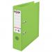 This image shows a pack of 10 green ACCO Brands Lever Arch Files from Rexel Choices. Each file is made of sturdy polypropylene material and has a spine width of 75mm, making it perfect for storing A4-sized documents. The files have a classic lever arch design, with a metal lever mechanism and finger hole for easy retrieval. The front and back covers also feature a clear pocket for labeling. The overall look is sleek and professional, with a modern touch of color.