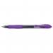 A photo of the Pilot G-207 Retractable Gel Rollerball Pen shows a pack of 12 violet pens. Each pen has a 0.7mm tip, creating a 0.39mm line. The gel ink ensures smooth writing, while the retractable design allows for easy use. Perfect for any writing task.