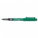 This photograph features a vibrant green Pilot V Sign Liquid Ink Pen with a 2mm tip and 0.6mm line, packed in a set of 12. The sleek and precise lines created by the Pilot Fineliners add a pop of color to any artwork or writing project.