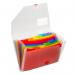 The picture shows a Snopake Brands Expanding File, specifically their Rainbow Expanding File Polypropylene in size A4. This file features 13 sections and is made of clear material, allowing for easy visibility. The file expands to accommodate plenty of documents, making it ideal for organizing and storing important papers.