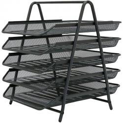 Cheap Stationery Supply of OSCO Wire Mesh 5 Tier Letter Tray A4/Foolscap Portrait Graphite 33048DT Office Statationery
