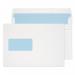 This photograph features a stack of white, wallet-sized envelopes with a self-seal closure and window. The envelopes are made of 90gsm paper and measure 162x229mm. The pack contains 500 envelopes, perfect for everyday mailing needs.