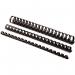 This image shows a pack of 100 Fellowes Binding Combs, specifically designed for A4 size documents. The combs are 16mm thick and come in a sleek black color. These combs are perfect for securely binding large quantities of paper together for presentations or projects.