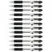The image shows a pack of twelve Zebra Pen Ballpoint Pens. The pens have a black body and feature a Z-Grip retractable design. Each pen has a 1.0mm tip and a sleek, professional appearance. These pens are perfect for everyday writing tasks and provide a smooth writing experience.