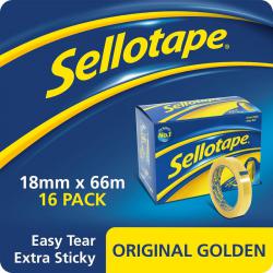 Cheap Stationery Supply of Sellotape Original Golden Tape 18mmx66m Clear (Pack 16) 1443252 38077HK Office Statationery
