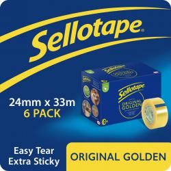 Cheap Stationery Supply of Sellotape Original Golden Tape 24mmx33m Clear (Pack 6) 1443254 38084HK Office Statationery
