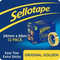 Cheap Stationery Supply of Sellotape Original Golden Tape 24mmx66m Clear (Pack 12) 1443268 38091HK Office Statationery