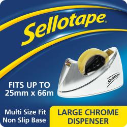 Cheap Stationery Supply of Sellotape Tape Dispenser Large for 25mm Tapes Chrome 575450 38140HK Office Statationery
