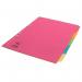 This photograph features Pukka Pads Ltd dividers and indexes from their Concord line. The set includes 5 parts, each made of A4 160gsm board, in bright assorted colours. The photograph showcases the high-quality materials and vibrant colours of the dividers.