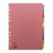 The picture features a pack of Pukka Pads Ltd dividers and indexes, specifically the Concord Divider 10 Part A4. The pack contains 10 dividers made of 160gsm board, each with a different pastel color in a 2x5 configuration. The colors include a soft pink, purple, blue, green, and yellow. The dividers are neatly stacked and displayed on a white background, with the Pukka Pads Ltd logo in the corner. The index numbers are clearly marked in black font, making it easy to organize and compartmentalize documents. The vivid colors and high-quality material give the dividers a professional and modern look.