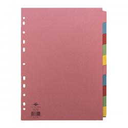 Cheap Stationery Supply of Concord Divider 10 Part A4 (2x5 Colours) 160gsm Board Pastel Assorted Colours 39463CC Office Statationery