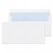This photo showcases a pack of 1000 plain white DL envelopes with self-seal closures. The envelopes are made of 80gsm paper and measure 110x220mm. Perfect for everyday use, these envelopes are a reliable choice for any business.