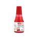 This photograph shows a vibrant red ink COLOP stamp pad, specifically the 801 Premium Stamp Pad Ink in a 25ml size, designed to be used with COLOP Micro Stamp Pads. The stamp pad has a smooth texture and a clean, crisp appearance, making it ideal for professional use.