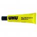 This photograph features a pack of 10 20ml Bolton Adhesives Glues & Adhesives UHU All Purpose Glue tubes. The tubes are neatly arranged in a package, with the brand logo prominently displayed on the top. The tubes themselves are white with blue labels, and the UHU logo is prominently featured on each one. The overall packaging is clean and professional, making it a great addition to any work space.
