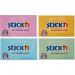 The image shows a pack of 12 Hopax Post-it & Re-Move Products Stickn 360 Sticky Notes. Each sticky note measures 76x127mm and has 100 sheets in assorted colors. The notes have a 360 degree adhesive, making them easy to stick and remove.
