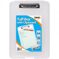 Cheap Stationery Supply of Tiger Tuff Box with Clipboard Polypropylene A4 Clear 42470TG Office Statationery