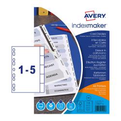 Cheap Stationery Supply of Avery Indexmaker Divider 5 Part A4 Punched 190gsm Card White with White Mylar Tabs 01810061 42718AV Office Statationery