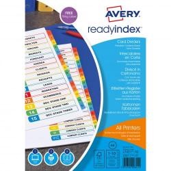 Cheap Stationery Supply of Avery Readyindex Divider 1-10 A4 Punched 190gsm Card White with White Coloured Tabs 01971501 42767AV Office Statationery