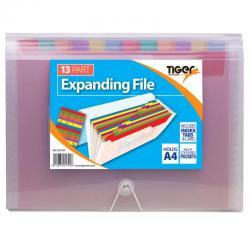 Cheap Stationery Supply of Tiger Rainbow Expanding File Polypropylene A4 13 Part Clear 42771TG Office Statationery