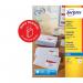 This image shows a set of Avery UK address labels. The labels are white and come in packs of 1200, with 12 labels per A4 sheet. The labels measure 63.5x72mm and are suitable for inkjet printers. The pack is labeled as J8164-100 43614AV.