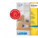 This picture showcases a pack of Avery UK address labels. The labels are white and come in a sheet of 8 per A4 size. There are a total of 200 labels in the pack. The labels are suitable for inkjet printers and have a dimension of 99.1x67.7mm.