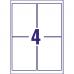 Avery Inkjet Address Label 99.1x139mm 4 Per A4 Sheet White (Pack 100 Labels) J8169-25 43691AV