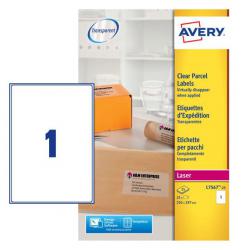 Cheap Stationery Supply of Avery Laser Parcel Label 210x297mm 1 Per A4 Sheet Clear (Pack 25 Labels) L7567-25 44440AV Office Statationery