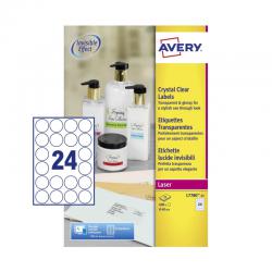 Cheap Stationery Supply of Avery Laser Label 40mm Diameter 24 Per A4 Sheet Crystal Clear (Pack 600 Labels) L7780-25 44601AV Office Statationery