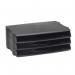 The image of the Avery UK Letter Trays features a stack of three black, stackable trays designed for A4 or Foolscap paper. The wide entry and landscape orientation make it easy to organize and access documents. Made with eco-friendly materials.